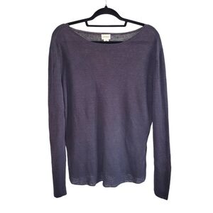 Club Monaco Lightweight 100% Linen Boat Neck Pullover Sweater Size M Purple Gray